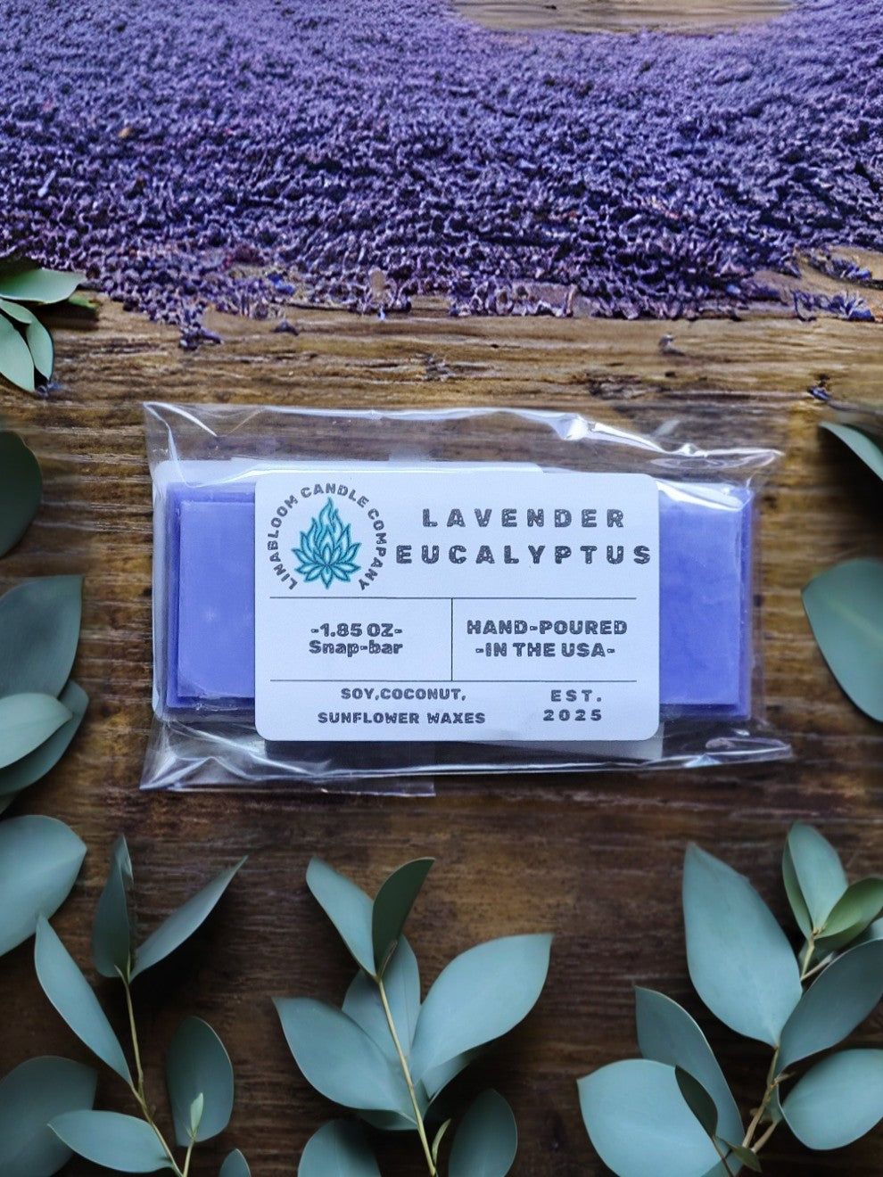 Lavender Eucalyptus 1.85oz snap-bar wax melt by LinaBloom — eucalyptus and lavender
