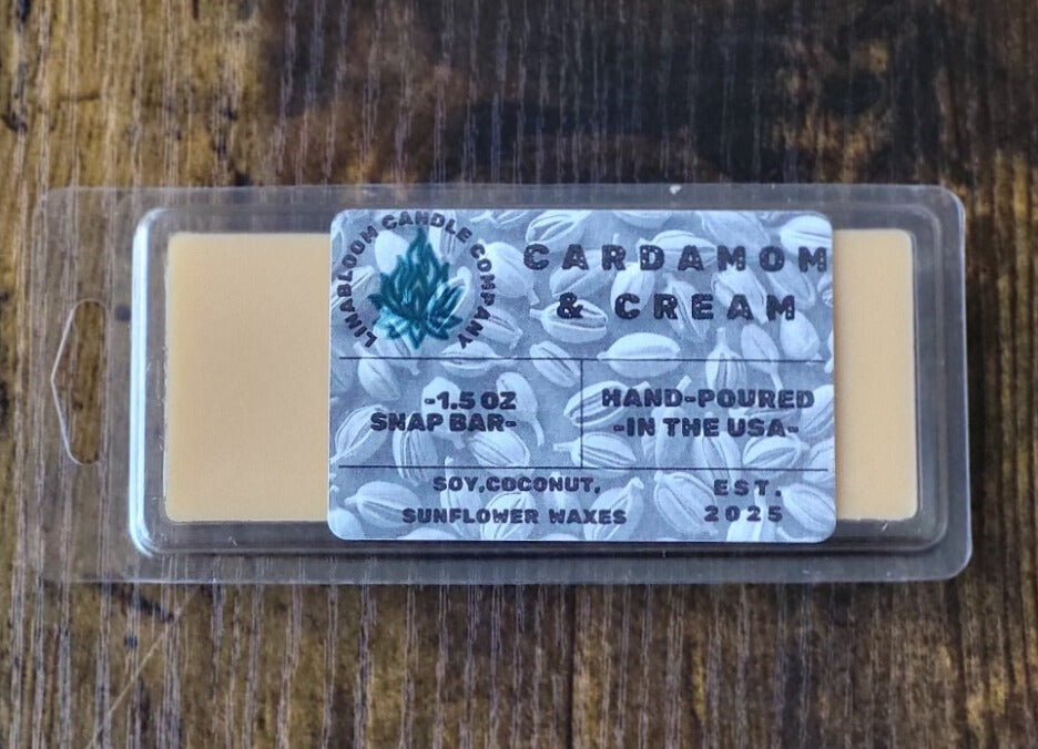 Cardamom & Cream 1.5oz snap-bar wax melt by LinaBloom — cardamom and vanilla cream