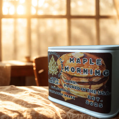 Maple Mornings 8oz hand-poured soy candle by LinaBloom — real maple syrup, brown butter, and toasted bread