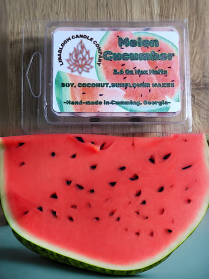 Melon Cucumber 2.6oz clamshell wax melt by LinaBloom — cucumber and green melon