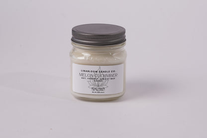 Melon Cucumber 8oz hand-poured soy candle by LinaBloom — cucumber peel, green melon, and aloe water