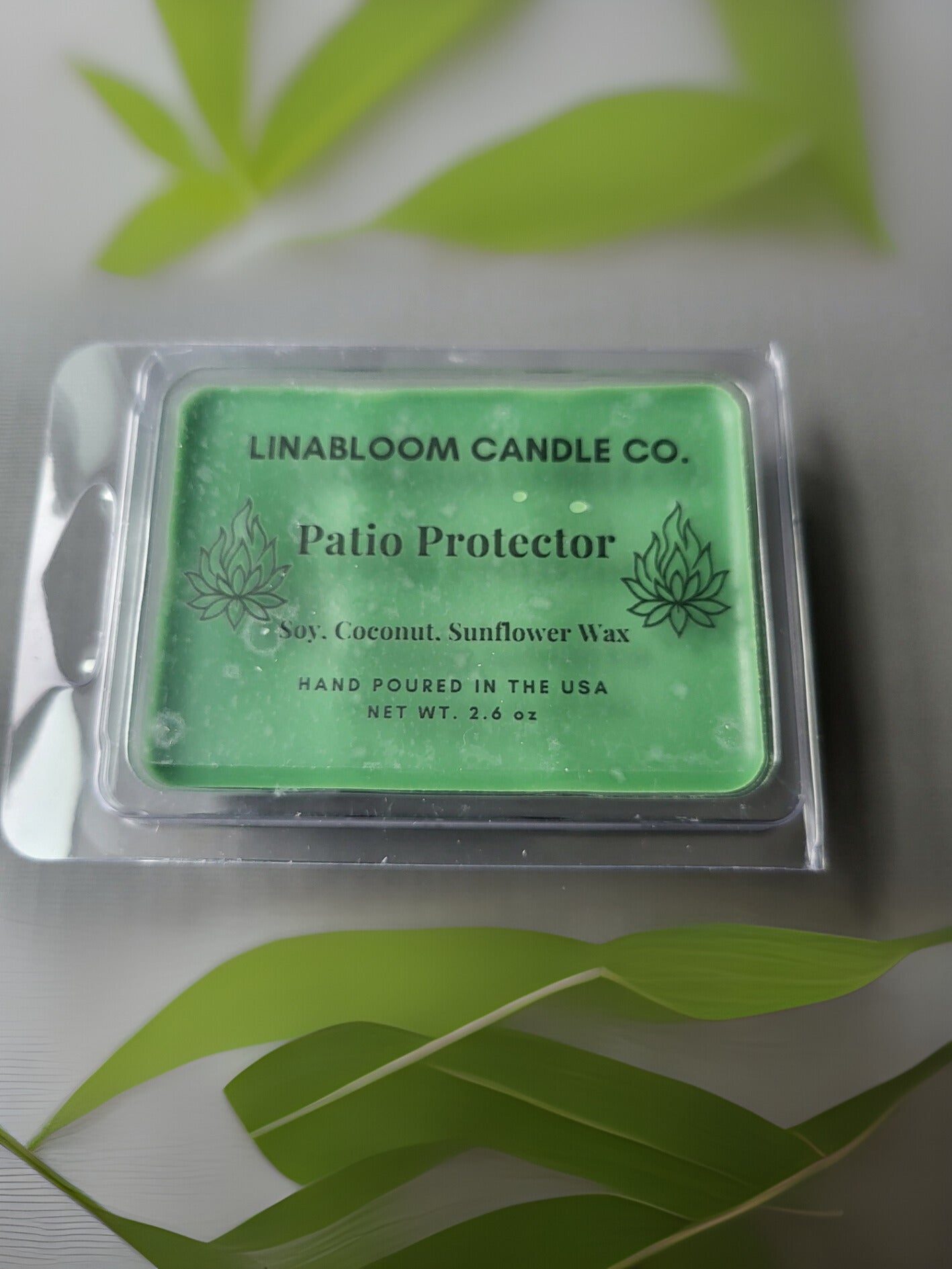 Patio Protector 2.6oz clamshell wax melt by LinaBloom — citronella and lemongrass