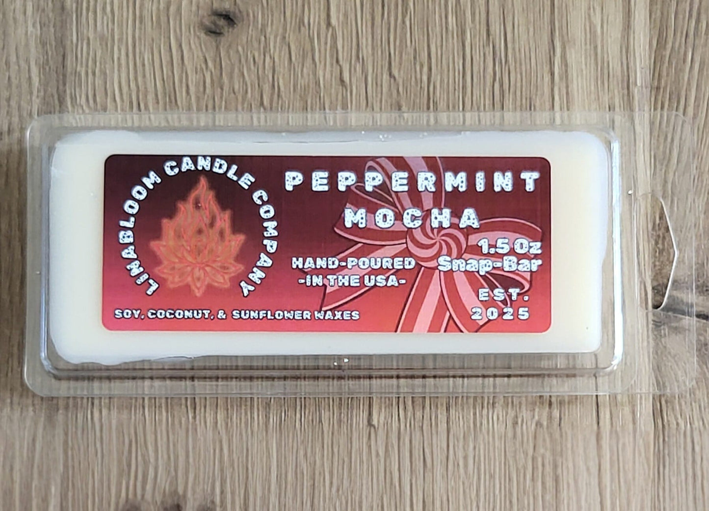 Peppermint Mocha 1.5oz snap-bar wax melt by LinaBloom — peppermint and cocoa