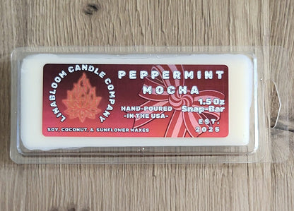 Peppermint Mocha 1.5oz snap-bar wax melt by LinaBloom — peppermint and cocoa