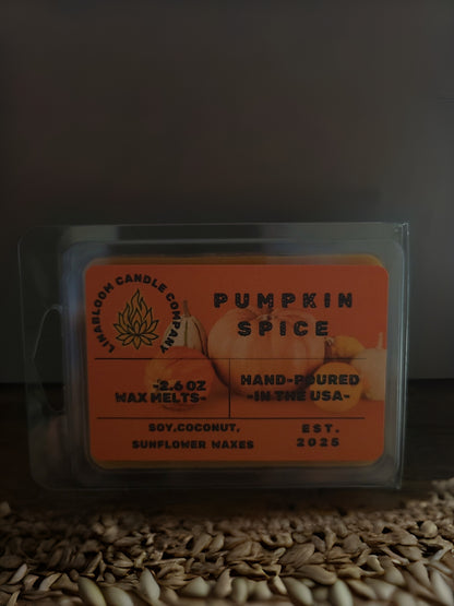 Pumpkin Spice 2.6oz clamshell wax melt by LinaBloom — real pumpkin and warm spice