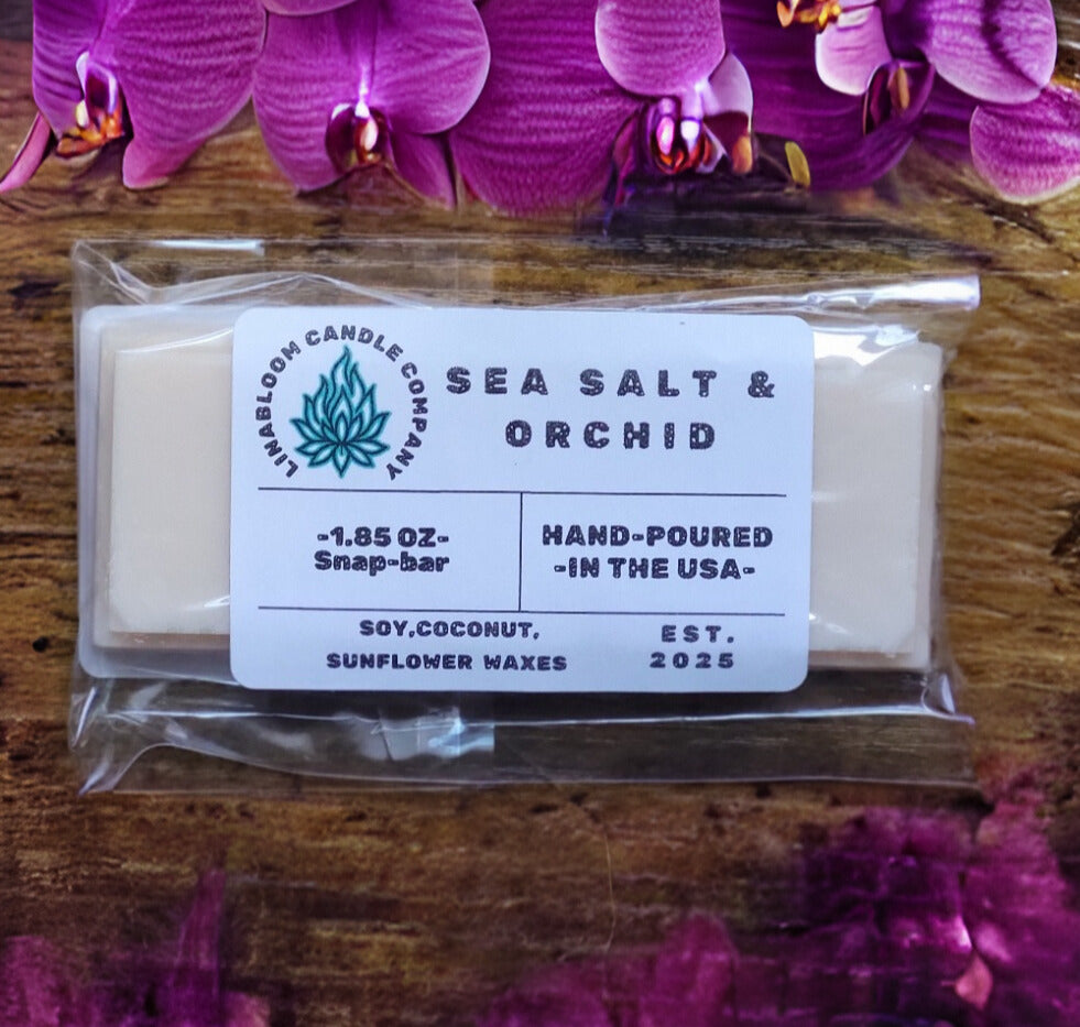 Sea Salt & Orchid 1.85oz snap-bar wax melt by LinaBloom — sea salt and jasmine